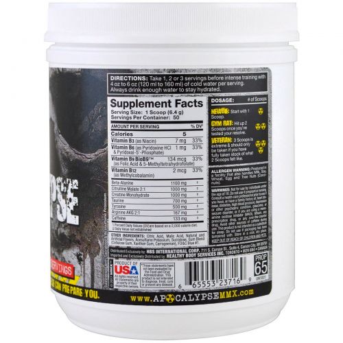 MuscleMaxx, PRE APOCALYPSE, Pre-Workout, Arginine + Taurine + Creatine + Beta-Alanine, Blue Wraithberry, 11.28 oz (320 g)