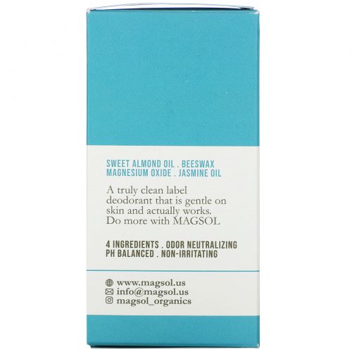 Magsol, Magnesium Deodorant, Jasmine, 3.2 oz (95 g)