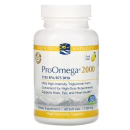 Nordic Naturals Professional, "ПроОмега 2000", пищевая добавка с омега-3, с лимонным вкусом, 1250 мг, 60 мягких желатиновых капсул с жидкостью