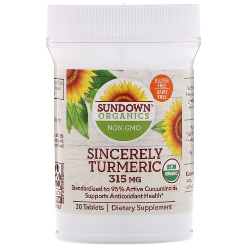 Sundown Organics, Sincerely Turmeric, 315 mg, 30 Tablets