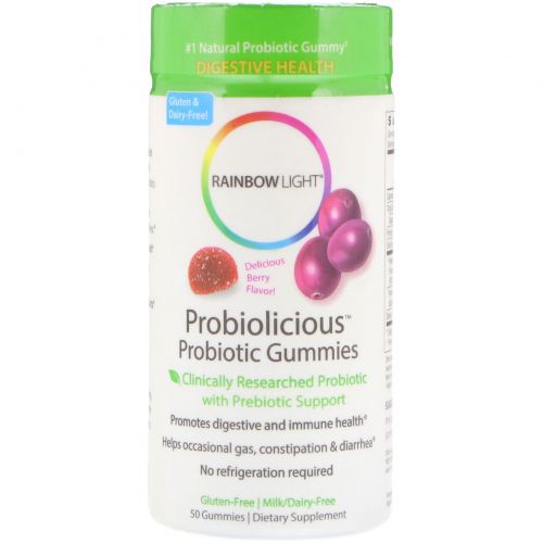 Rainbow Light, Probiolicious пробиотические жевательные конфеты с ягодным вкусом, 50 мармеладок