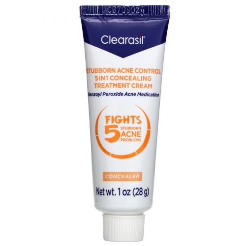 Clearasil, Stubborn Acne Control, 5-in-1 Concealing Treatment Cream, 1 oz (28 g)