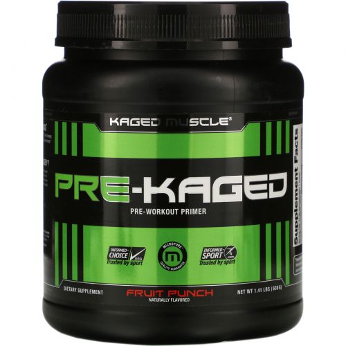 KagedMuscle, "Pre-Kaged", предтренировочный комплекс со вкусом фруктового пунша, 1,41 фунта (640 г)