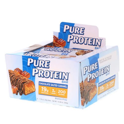 Pure Protein, Шоколадный батончик с карамелью и солью, 6 батончиков, каждый по 1.76 унц. (50 г.)