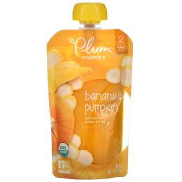 Plum Organics, Органическое детское питание, 2 этап, банан и тыква, 4 унц. (113 г.)