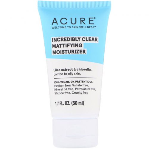 Acure Organics, Oil Matifying Facial Moisturizer, Lilac Extract + Chlorella, 1.7 fl oz (50 ml)