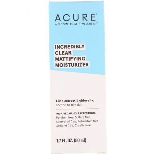 Acure Organics, Oil Matifying Facial Moisturizer, Lilac Extract + Chlorella, 1.7 fl oz (50 ml)