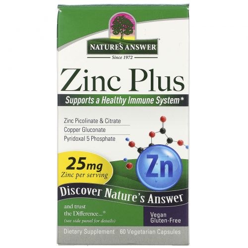 Nature's Answer, Zinc Plus, 25 mg, 60 Vegetarian Capsules