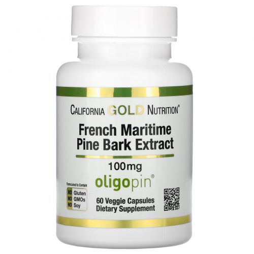 California Gold Nutrition, French Maritime Pine Bark Extract, 100 mg, Antioxidant Polyphenol, 60 Veggie Caps