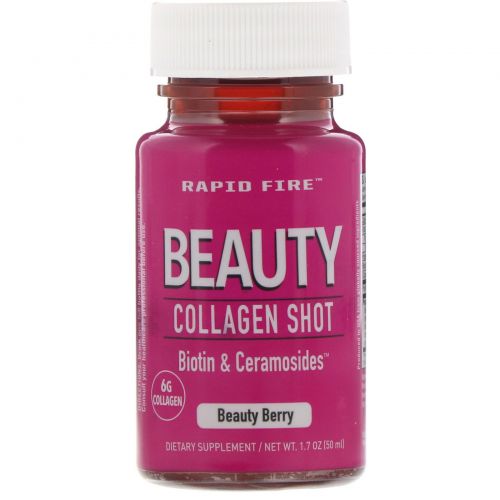 RAPIDFIRE, Beauty Collagen Shot, Biotin & Ceramosides, Beauty Berry, 6 g, 1.7 oz (50 ml)