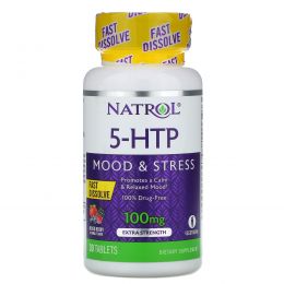 Natrol, 5-HTP, аромат лесных ягод, 100 мг, 30 таблеток