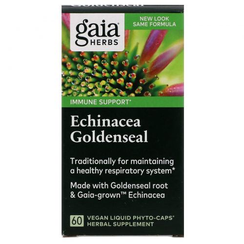 Gaia Herbs, Быстрое облегчение, эхинацея и желтокорень, 60 вегетарианских жидких фито-капсул