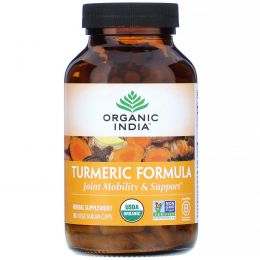 Organic India, Turmeric Formula, куркума, поддержка подвижности и здоровья суставов, 180 растительных капсул