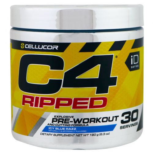 Cellucor, C4 Ripped взрывная сила, предтренировочный комплекс, ледяная голубая свежесть, 6,3 унции (180 г)