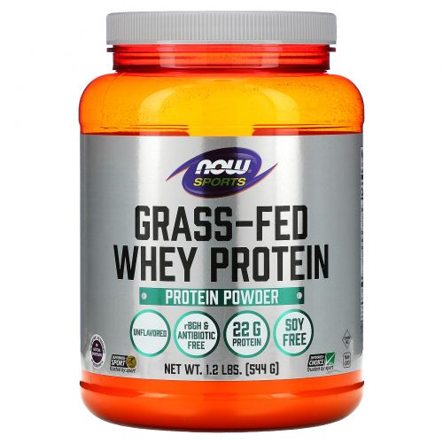 Now Foods, Grass-Fed Whey Protein Concentrate, Natural Unflavored, 1.2 lbs (544 g)