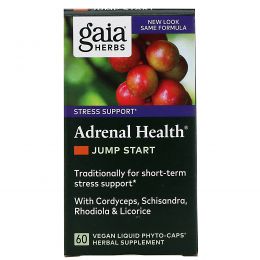Gaia Herbs, Adrenal Health, Jump Start, 60 веганских жидких фитокапсул