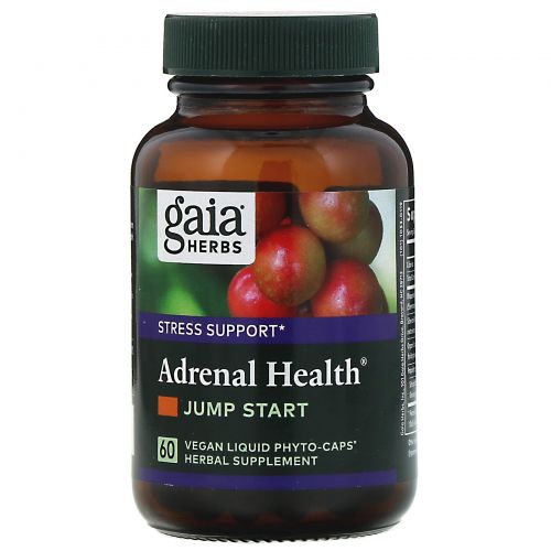 Gaia Herbs, Adrenal Health, Jump Start, 60 веганских жидких фитокапсул