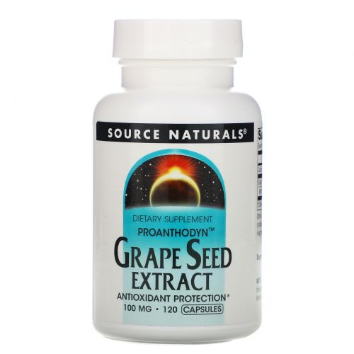 Source Naturals, Проантодин - экстракт семян винограда, 100 мг, 120 капсул