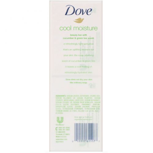 Dove, Косметическое мыло Go Fresh, Cool Moisture, аромат «Огурец и зеленый чай», 6 шт. по 113 г