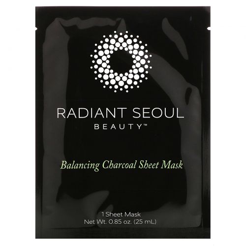 Radiant Seoul, Balancing Charcoal Sheet Masks, 5 Sheet Masks, 0.85 oz (25 ml) Each