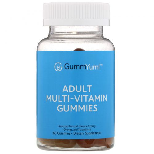 GummYum!, Жевательные мультивитамины для взрослых, с разными натуральными ароматизаторами, 60 жевательных таблеток
