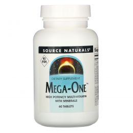 Source Naturals, Мультивитамины Mega-One без железа, 120 таблеток