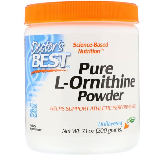 Doctor's Best, Чистый порошок L-орнитина, без вкусовых добавок, 7,1 унций (200 г)