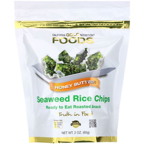 California Gold Nutrition, Seaweed Rice Chips, Honey Butter, 2 oz (60 g)