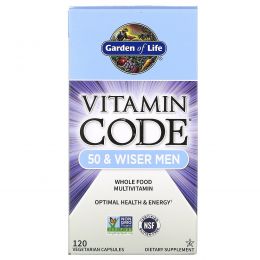 Garden of Life, Кодовый витамин, для мужчин от 50 и старше, 120 хорошо усваивающихся капсул на растительной основе