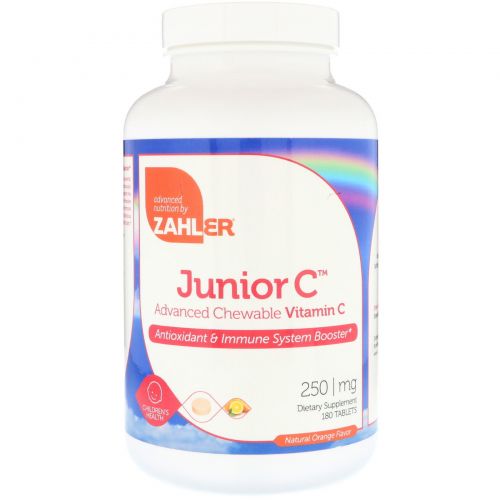 Zahler, Junior C, Advanced Chewable Vitamin C, Natural Orange Flavor, 250 mg, 180 Tablets