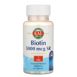 KAL, Biotin, 5000 mcg, 60 Tablets