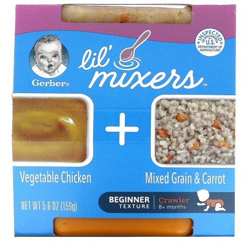 Gerber, Lil' Mixers, 8+ months, Vegetable Chicken With Mixed Grain & Carrot, 5.6 oz (159 g)