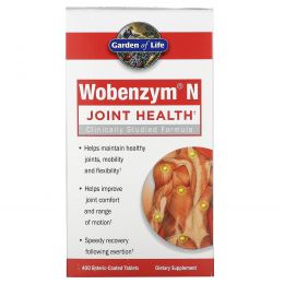 Wobenzym, Вобэнзим N, здоровье суставов, 400 таблеток, покрытых желудочно-резистентной оболочкой