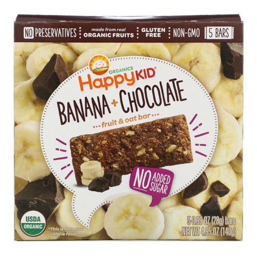 Nurture Inc. (Happy Baby), Happy Kid, Banana + Chocolate, Fruit & Oat Bar, 5 Bars, 0.99 oz (28 g) Each