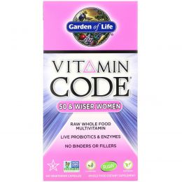 Garden of Life, Витаминный код, для женщин от 50 лет, мультивитамины из сырых цельных продуктов, 120 вегетарианских капсул