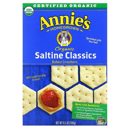 Annie's Homegrown, Органический классический запеченный крекер с морской солью, 6,5 унции (184 г)