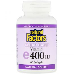 Natural Factors, E 400 МЕ, Clear Base, 60 гелевых капсул
