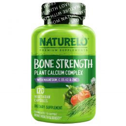 NATURELO, Bone Strength, Plant-Based Calcium Complex, 120 Vegetarian Capsules