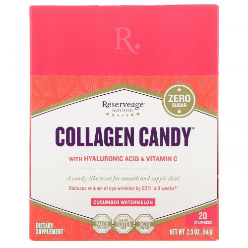 ReserveAge Nutrition, Collagen Candy, Cucumber Watermelon, 20 Stickpacks, 2.3 oz (64 g)