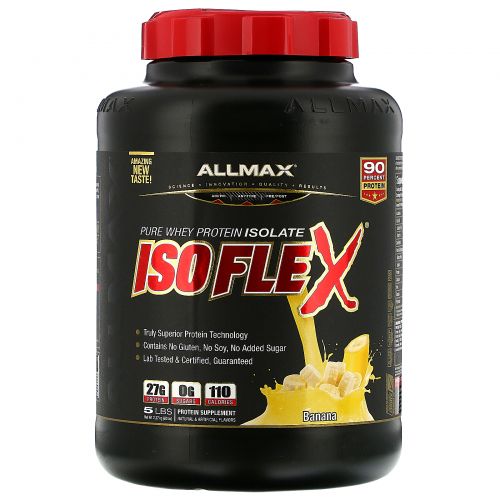 ALLMAX Nutrition, Isoflex, 100% Ultra-Pure Whey Protein Isolate (WPI Ion-Charged Particle Filtration), Banana, 5 lbs (2.27 kg)