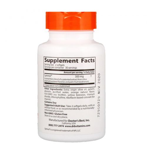 Doctor's Best, Флавоноидов комплекс с Sytrinol, 60 Softgels