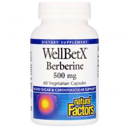 Natural Factors, Берберин WellBetX, 500 мг, 60 вегетарианских акций