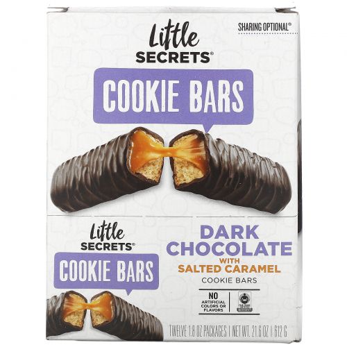 Little Secrets, Cookie Bars, Dark Chocolate with Salted Caramel, 12 Pack, 1.8 oz (50 g) Each