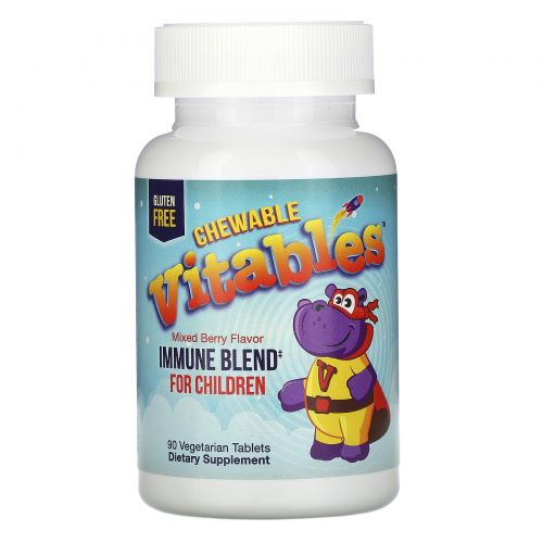 Vitables, Комплекс для иммунитета, жевательные таблетки для детей, смесь ягод, 90 вегетарианских таблеток