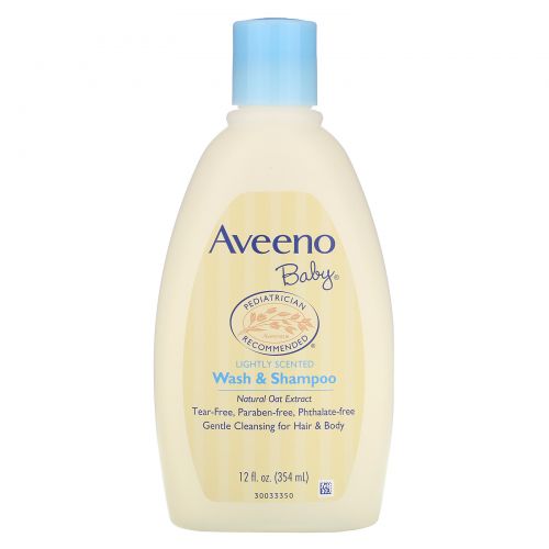 Aveeno, Детский шампунь и средство для мытья тела, с легким запахом, 12 жидких унций  (354 мл)