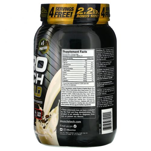 Muscletech, Nitro Tech 100%-ный Сывороточный Золотой Белок, Печенье с Кремом, 1,00 фунта (454 г)