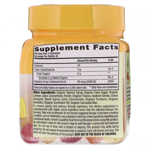 VitaFusion, Organic Vitamin D3, Citrus & Berry, 50 mcg (2000 IU), 90 Gummies