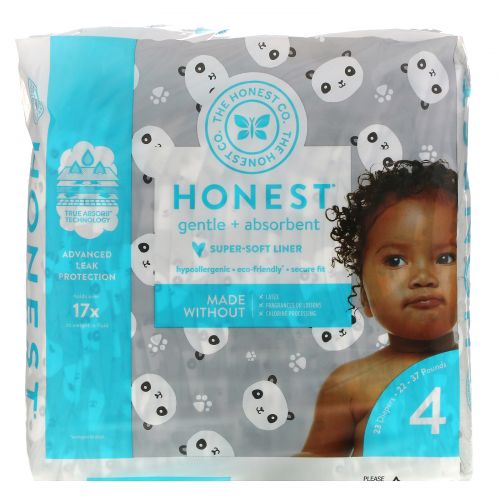 The Honest Company, Honest Diapers, Size 4, 22-37 Pounds, Pandas, 23 Diapers