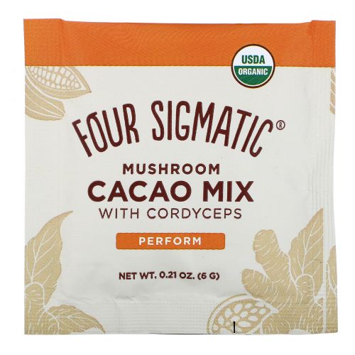 Four Sigmatic, XOCO Blue, какао-напиток с грибами кордицепс, темный и пряный, 10 пакетиков, 0,2 унции (6 г) каждый