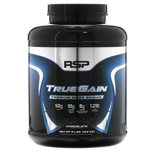 RSP Nutrition, TrueGain Premium Mass Gainer, Chocolate, 6 lbs (2.6 kg)